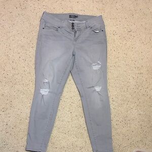 Torrid Gray Distressed Skinny Jeans